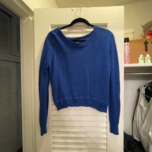Blu Pepper Open Back Cropped Blue Sweater